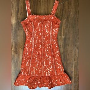 NWT! Endless Rose Anthropologie Rust colored lace mini dress XS